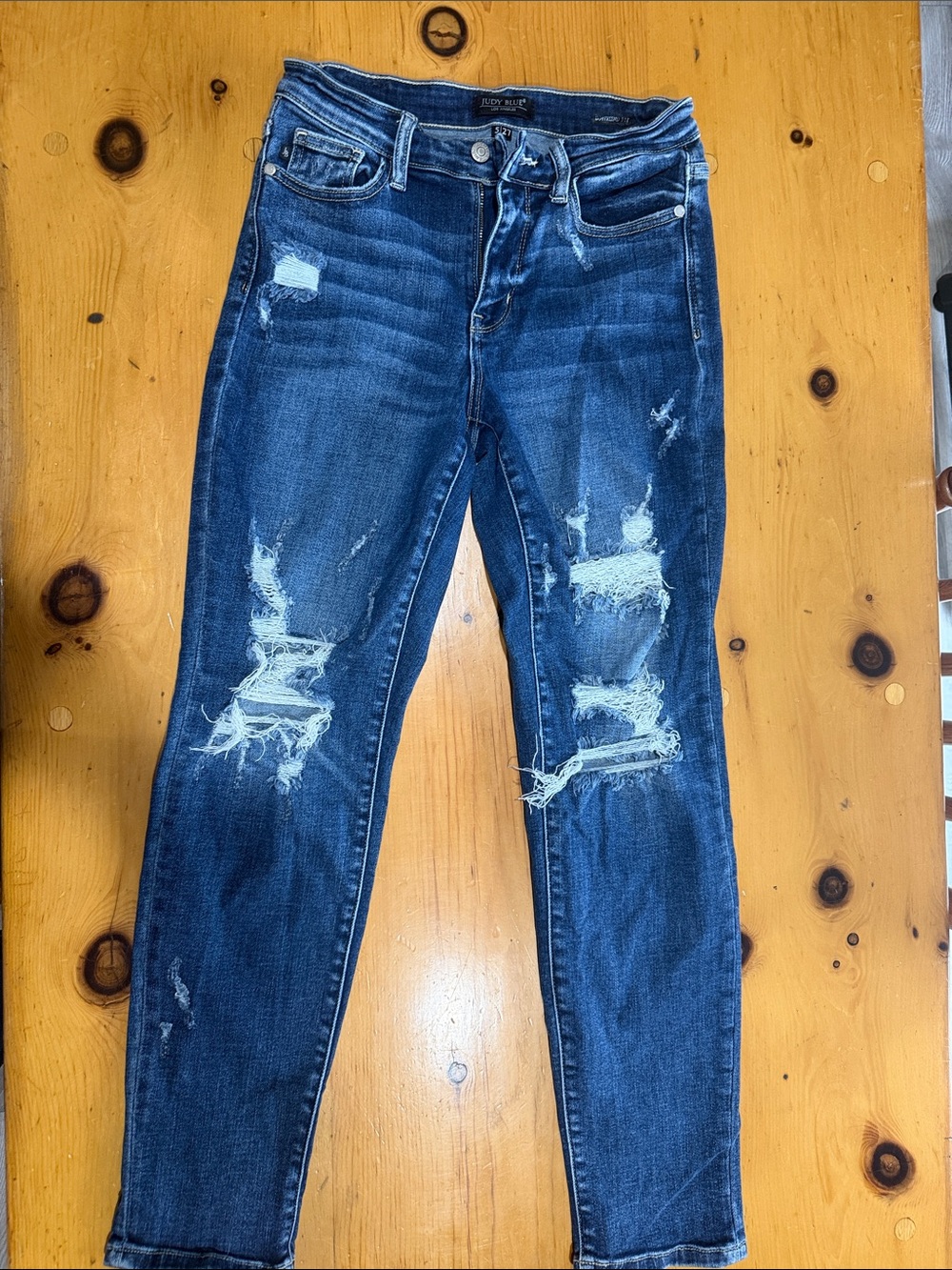 Judy Blue Dark Blue Ripped Skinny Jeans